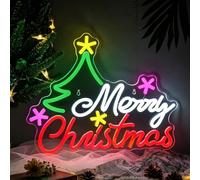 Merry Christmas Neon Sign LED Neon Lights Signs LED Dimmable Light Up Sign with USB Powered For Wall Christmas Party Bar Home Xmas Decor Family Kids Living Room