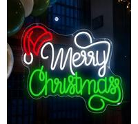 Merry Christmas Neon Sign Merry Xmas Neon Sign Neon Lights Signs LED Dimmable Light Up Sign with USB Powered Neon Signs For Wall Xmas Party Bar Home Decor Family Kids Living Room 16.14”X10.23”