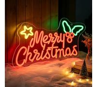 Merry Christmas Neon Sign Merry Xmas Neon Sign Neon Lights Signs LED Dimmable Light Up Signs with USB Powered Neon Signs For Wall Xmas Party Bar Home Christmas Decor Family Kids Living Room