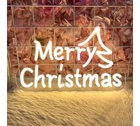 Merry Christmas Neon Sign USB Powered Adjustable Brightness Dimmable Neon Light for Wall Decor LED Signs for Christmas Bar Man Cave Club Room Coffee Business Stores Window Decor 36cm*23cm
