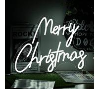 Merry Christmas Neon Sign - White Dimmable Acrylic Neon Light with Switch - Novelty Lighting for Wall Decor, Christmas Party, New Year, Wedding, Birthday Party