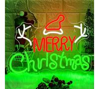 Merry Christmas Neon Signs Green Red Letters Neon Light with Switch for Wall Decor LED Neon Light Sign for Christmas Party, New Year, Holiday Decoration Gift for Children, Family