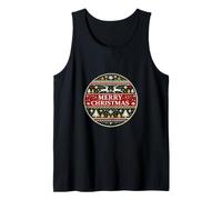 Merry Christmas Nordic Sweater Style Reindeer Design Tank Top