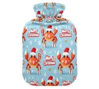 Merry Christmas Orange Crab Cute hot Water Bottle with Soft Cover, 1L Warm Water Bottle for Bed for Hand Feet Warmer,Hand Feet Warmer,bolsas de agua Caliente para Dolores