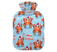 Merry Christmas Orange Crab Travel hot Water Bottle with Soft Cover, 1L Water Bag for Sore Muscle,Sore Muscle,Bolsa Caliente para Dolores Menstrual
