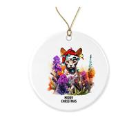 Merry Christmas Ornament - Devon Rex Cat Keepsake Ornament - Devon Rex Xmas Tree - Ceramic Ornament - Cat Lover Gift Printed on Both Sides