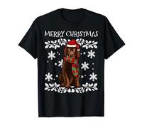 Merry Christmas Ornament Irish Water Spaniel Xmas Santa T-Shirt