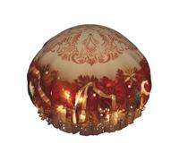 Merry Christmas Ornament Shower Cap for Women Men Large Waterproof Shower Bonnet Elastic Band Bathing Hair Hat Spa Salon Caps Double Layered Reusable Bath Caps for Long Hair, Braids