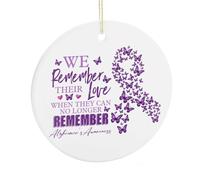 Merry Christmas Ornament, When They Can No Longer Remember Alzheimer's Awareness Xmas Decoration Flat Souvenir Hanging On Christmas Tree, Funny Ceramic Keepsake, Xmas Gifts for Survivors, 7.5CM