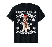 Merry Christmas Ornament Wire Fox Terrier Xmas Santa T-Shirt