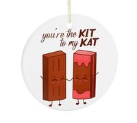 Merry Christmas Ornament, You're The Kit To My Kat Xmas Decoration Flat Souvenir Hanging On Christmas Tree, Funny Ceramic Keepsake, Xmas Gifts for Couples, 7.5CM