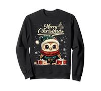 Merry Christmas Owl Santa Hat Animal Cute Xmas Holiday Sweatshirt