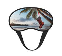 Merry Christmas Palm Tree Sleep Mask for Side Sleeper, Blackout Sleep Eye Mask Comfortable Blindfold Eyeshade Soft Breathable Sleeping Mask with Elastic Strap Silk Eye Covers for Travel