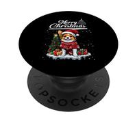 Merry Christmas Papillon Santa Hat Dog Lovers Xmas PopSockets Adhesive PopGrip