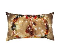 Merry Christmas Pattern Double-Sided Print Pillowcase Soft Skin-Polyester Friendly Fabric With Hidden Zipper Standard Size 50 X 90 Cm