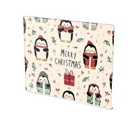 Merry Christmas Penguin Acrylic Cutting Board with Counter Lip Non-Slip Cutting Plate for Kitchen Countertop