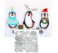 Merry Christmas Penguin Bow Snowflake Greeting Card Metal Die Cuts,Christmas Snowflower Cutting Dies Cut Stencils DIY Scrapbooking Decorative Embossing Paper Scrapbooking Card Making