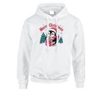 Merry Christmas Penguin Mens Hoodie Cute Animal Aesthetic Hoody White - XX-Large