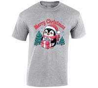 Merry Christmas Penguin Mens T-Shirt Cute Animal Aesthetic T Shirt Sport Grey - Youth X-Large (Age 12-13)