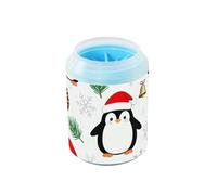 Merry Christmas Penguin Reusable Paw Cleaning Cup with Soft Silicone Brush Essential For All Pets Owners for Cats Dogs