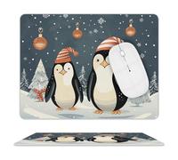 Merry Christmas Penguins Mouse Pad Ultra Thin, Leather Mousepad with Waterproof Smooth Surface, Anti Slip Mouse Pad for Gaming, Office & Home, 10 X 8 Inch