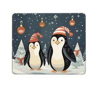 Merry Christmas Penguins Mouse Pad with Stitched Edge, Comfortable Mouse Pads with Non-Slip Rubber Base Gaming Mouse Mat Washable Mousepads Computers Laptop Desk Accessories for Office 7 x 8.6 in