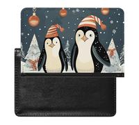 Merry Christmas Penguins Passport Cover Leather Passport Holder Cover Slim Travel Wallet Case for Passport Credit Cards ID Cards Boarding Passes Tickets Waterproof Travel Document Organizer
