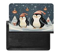 Merry Christmas Penguins Passport Holder Cover Wallet RFID Blocking Leather Passport Wallet Passport Cover Passport Protector Credit Card Hold Travel Accessories