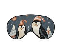 Merry Christmas Penguins Sleep Mask, Ultra Soft Eye Mask for Sleeping with Adjustable Strap, Comfortable Lightweight Blindfold Eyeshade, Total Blackout Eye Cover for Night Sleep Travel Office Nap