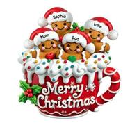 Merry Christmas - Personalized Gingerbread Family Decal,Personalized Christmas Stickers,Gingerbread Family Fridge Decal with Custom Name,Vinyl Sticker Decals Custom for Fridge or Home Decor (4 Names)