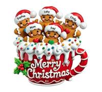 Merry Christmas - Personalized Gingerbread Family Decal,Personalized Christmas Stickers,Gingerbread Family Fridge Decal with Custom Name,Vinyl Sticker Decals Custom for Fridge or Home Decor (5 Names)