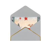 Merry Christmas Pictures Luxury Pearl Paper Greeting Card With Gold Border, Blank Inside, With Envelope - Birthday, Wedding, Christmas, Valentine
