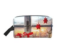 Merry Christmas Pictures Printed Lightweight Storage Bag, 600D Oxford Fabric Travel Organizer Pouch for Stationery