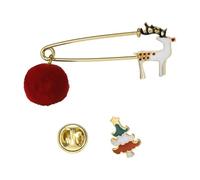 Merry Christmas Pin with Santa Claus Moon Tree Snowflake for Women, Normal, Non-precious metal