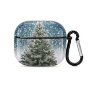 Merry Christmas Pine Tree Bluetooth Earbuds Case Cover Full Body Shockproof Protection Hard Case Support Wireless Charging with Keychain Personalized Gift for AirPods 3