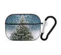Merry Christmas Pine Tree Earbuds Organizer Shockproof Protective Airpods Pro Cover with Carabiner Clip Anti Fall Carrying Earphone Case Cover for Airpods Pro 2nd Generation Black