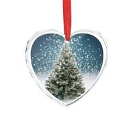 Merry Christmas Pine Tree Glass Heart Pendant for Christmas Ornament, Personalized Christmas Tree Ornaments, Timeless Friendship Keepsake Pendant for Couples Family Friends Xmas Decor