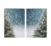 Merry Christmas Pine Tree Passport Holder for Women Men PU Leather Passport Travel Wallet with Multiple Pockets