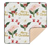 Merry Christmas Pink Calla Flower Soft Foam Thick Play mat for Baby for Floor Portable Foldable Padded Baby Mat for Baby Toddler Infant, 50'' x 50''