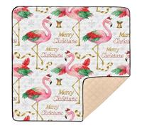 Merry Christmas Pink Flamingos Cute Baby Girl Play mat for Floor One-Piecing Foldable Newborns Kicking Mat for Babies Infants Toddlers, 50'' x 50''