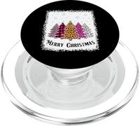 Merry Christmas pink tree leopard plaid bleached Women Girls PopSockets PopGrip for MagSafe