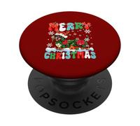 Merry Christmas Poinsettia Flowers Santa Dachshund Owner PopSockets Adhesive PopGrip