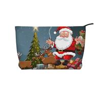Merry Christmas prin Prints Corduroy Makeup Bag for Women Girls, Spacious Travel Cosmetic Organiser for Make-up, Toiletries & Essentials