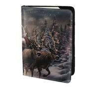 Merry Christmas Print 5.5in Passport Travel Document Wallet Case Stylish Secure Men Women For Travelers, Black, One Size