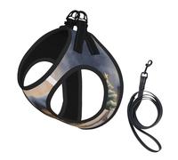 Merry Christmas Print Adjustable Reflective Harness Leash Set For Cats, Dogs And Small Pets, Soft Breathable Mesh Walking Vest With Escape-Proof Lead