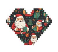 Merry Christmas Print Art Brick Puzzle Heart Shaped DIY Building Blocks Set 3D Jigsaw Home Decor 82 Pieces