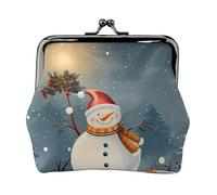 Merry Christmas Print Coin Purse for Women Cute PU Leather Kiss-lock Change Purse Wallet, Black, One Size, Pattern