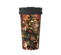 Merry Christmas Print Insulated Coffee Tumbler, 500ml Leakproof Stainless Steel Travel Mug, Double Walled, Hot & Cold Drinks - Perfect for Commuting, Office, Home