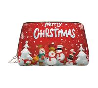 Merry Christmas Print Leather Cosmetic Bag, Zip Pull Toiletry, Beauty Organiser, Small, Beauty Accessory, Cruelty Friendly, Gift for Her,17 X 7.5 X 11cm