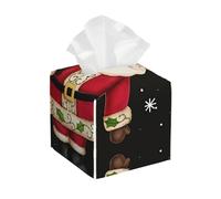 Merry Christmas Print Leather Tissue Box Cover – Foldable Organizer for Bathroom, Living Room, Desk, Office, Car, and More